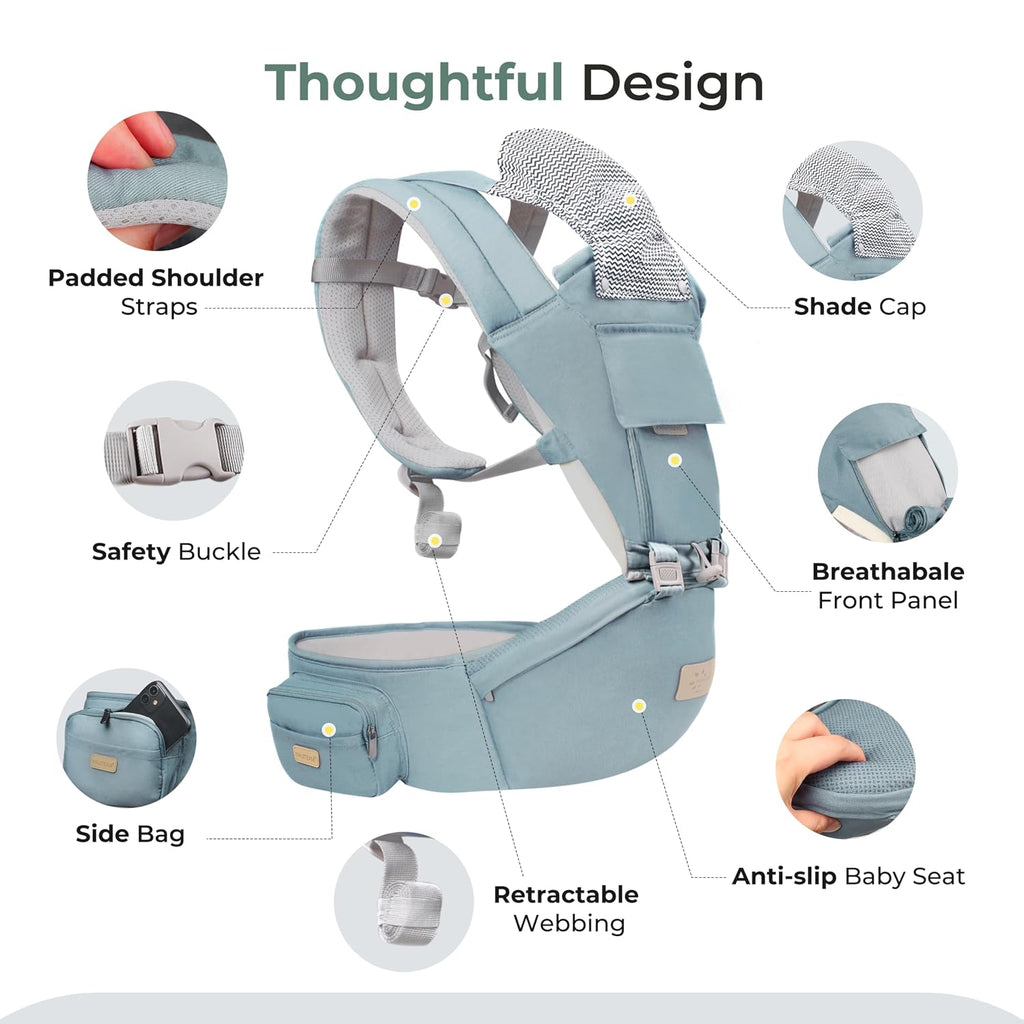 Safety-Certified Baby Carrier with Hip Seat Newborn to Toddler