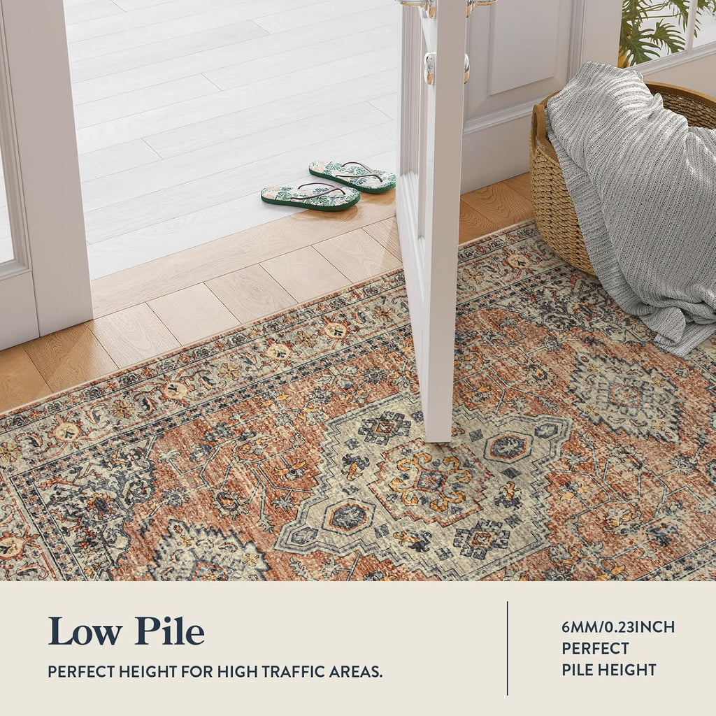 Oriental Kitchen Runners for Hallways, 2.5x10 Washable Runner Rug Non Slip, Soft Hallway Rug Distres
