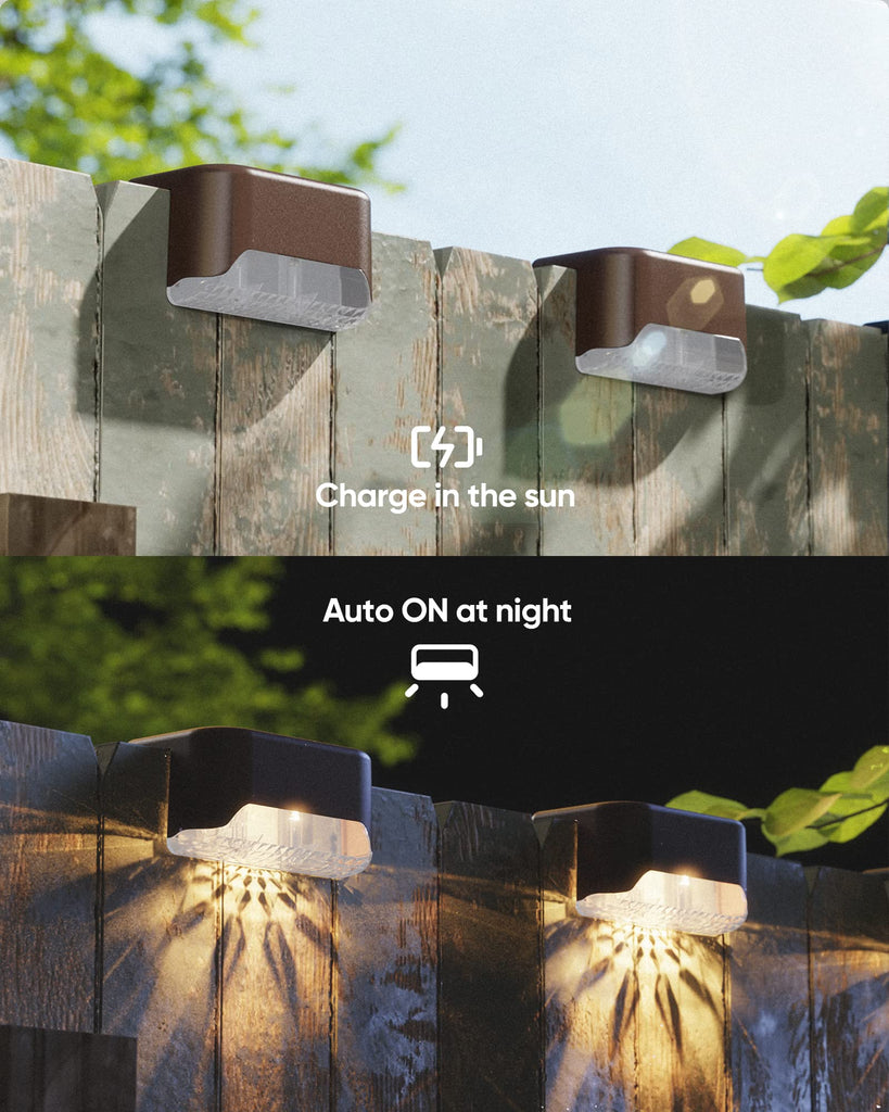 Solar Deck Lights, 16 Pack IP65 Waterproof Fence Step Light Brown