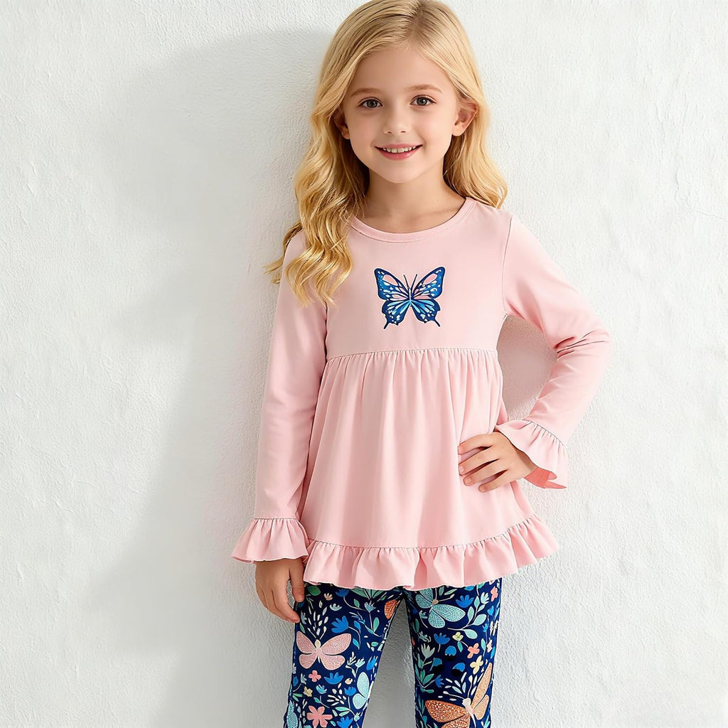 Kid Girl Clothes Ruffle Sleeve Top Floral Allover Pants Fall Outfit Set