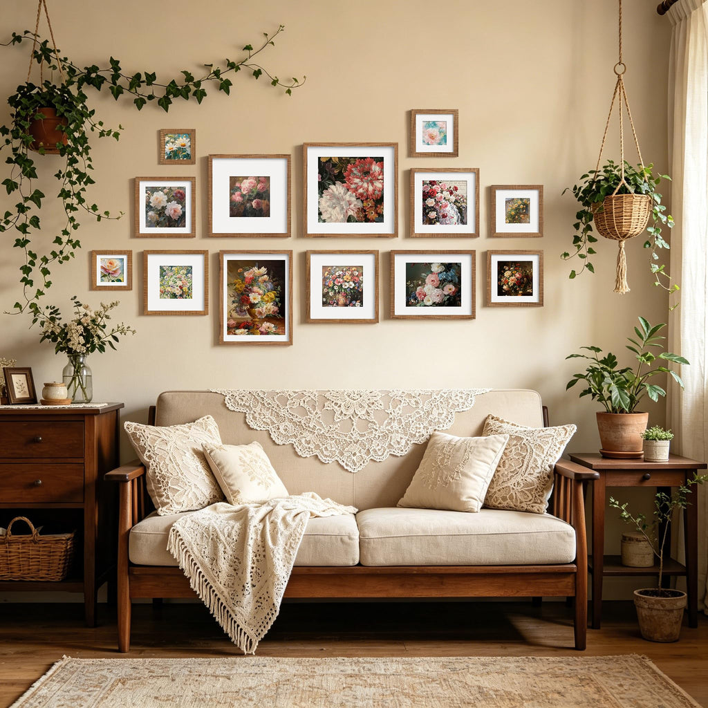 16x16 Picture Frames 4 Pack Teak Solid Wood Square Frames
