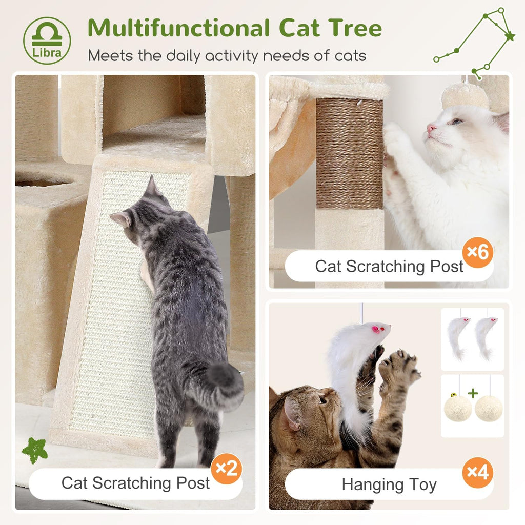 Heavy Duty Cat Tree for 20lbs Large Adult Cats, Beige