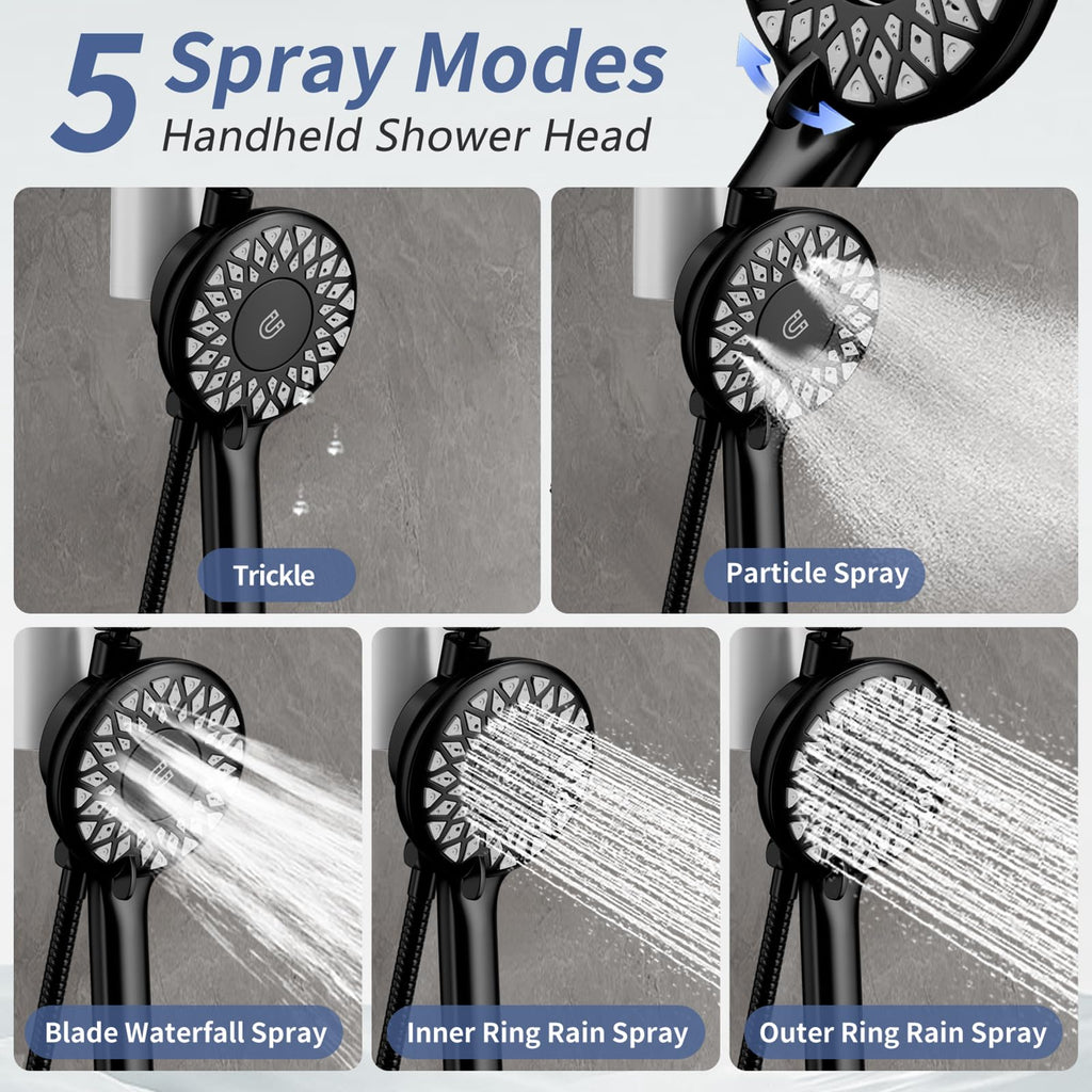 Filtered Rain Shower Head with Handheld Spray Combo (Black)