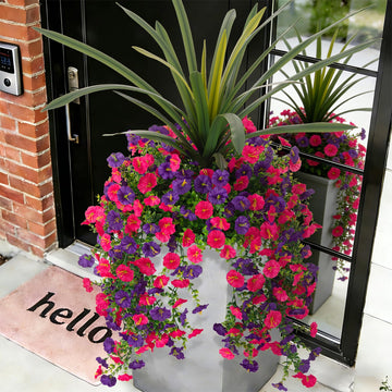 Fake Artificial Morning Glory Flowers for Outdoor+Faux Orchid Plant