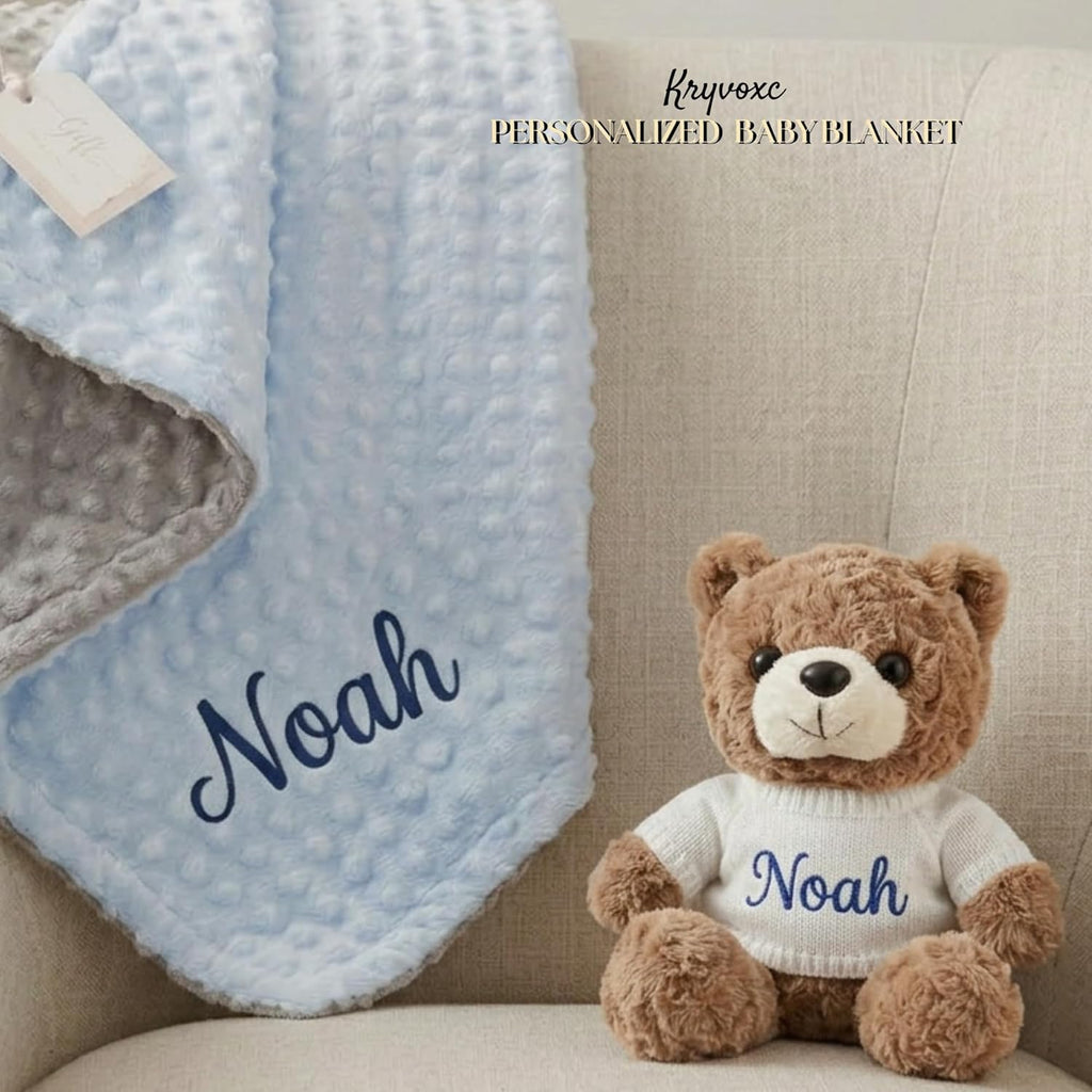 Blanket and Teddy Bear,Custom Boy Gifts Set