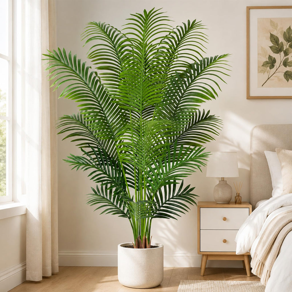 5.2ft Artificial Palm Tree Indoor Plant Tall Fake Tropical Paradise Palm Tree in Pot with Real Bark Design Faux Areca