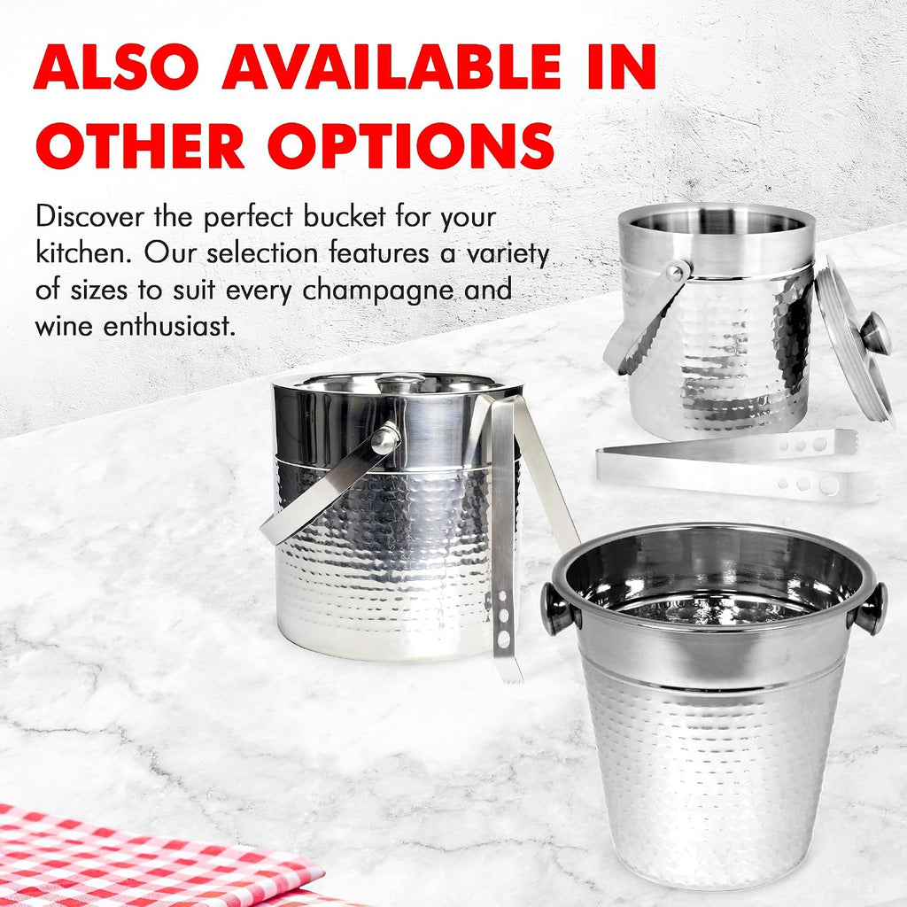Hammered Champagne Bucket. 4 Quart. Stainless Steel