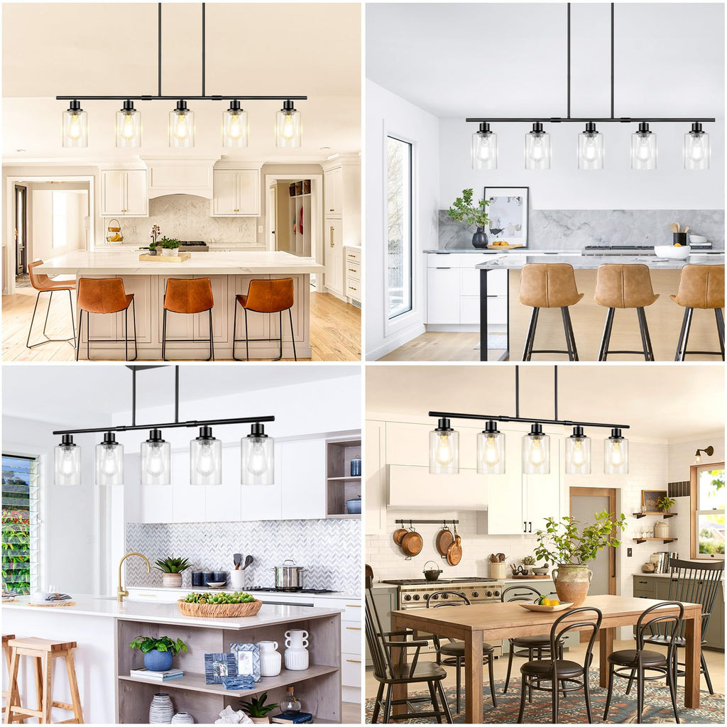 40in 5-Light Kitchen Island Lighting, Dining Room Light Fixture Over Table