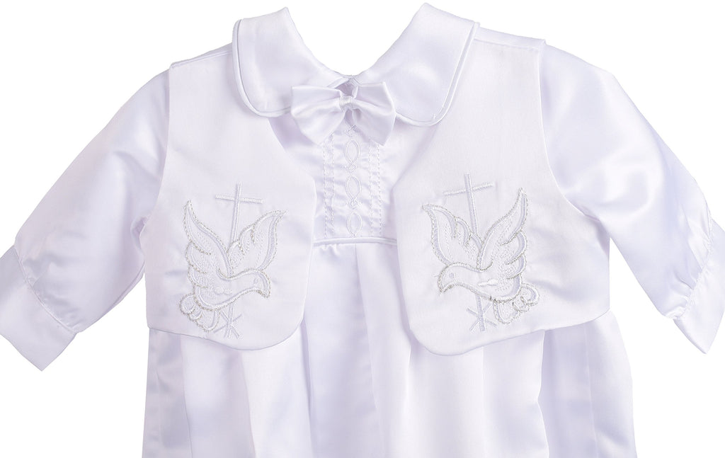 Angels Baby Boys Christening 3-Piece Romper, White, Months