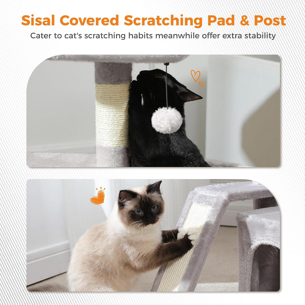 Cat Tree for Small Medium Cats, Gray Cat Tower for Indoor Cats