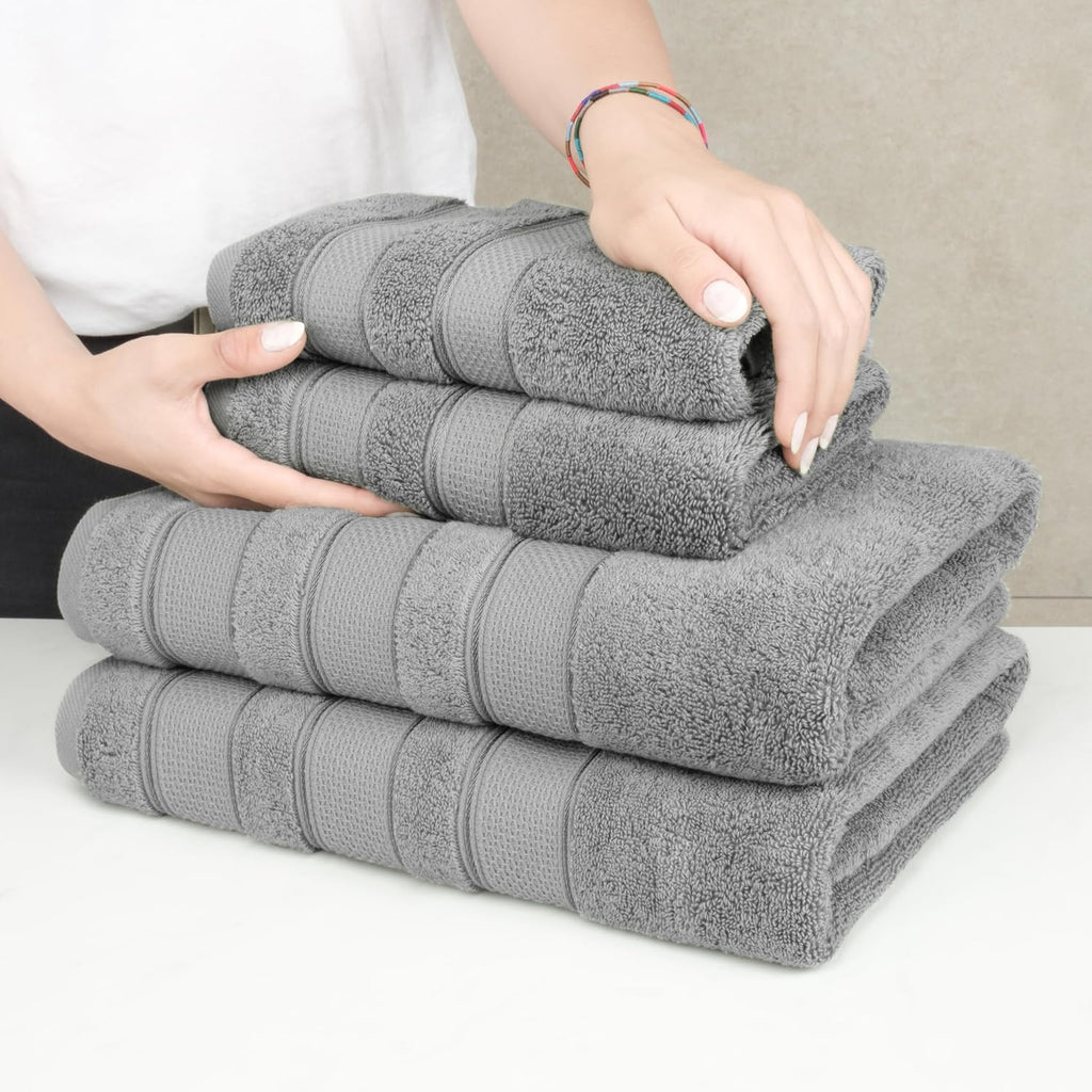 Soft Linen Salem Turkish Bath Towel Set, 100% Cotton 600 GSM 6 Piece Towels , 2 Bath Towels 2 Hand Towels 2