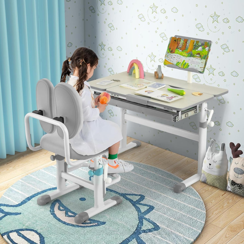 Children's Desk Height Adjustable Children's Desk Tilt Adjustable with Drawer & Measuring Ruler, Student Desk