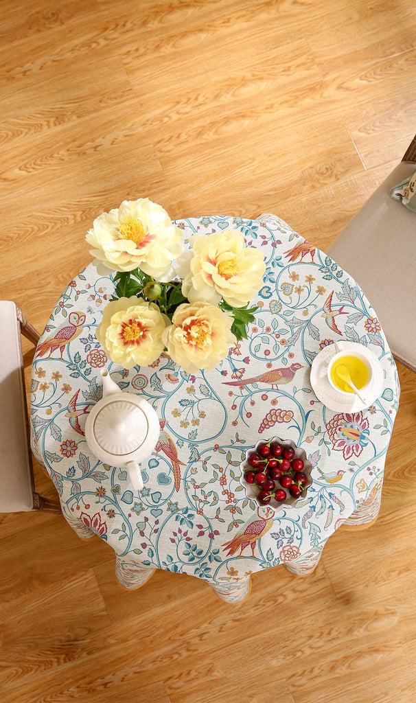 Vintage French Yellow Tablecloth, Round, Diameter 55"