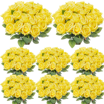 80 Pcs Artificial Roses Flowers Bulk, Yellow