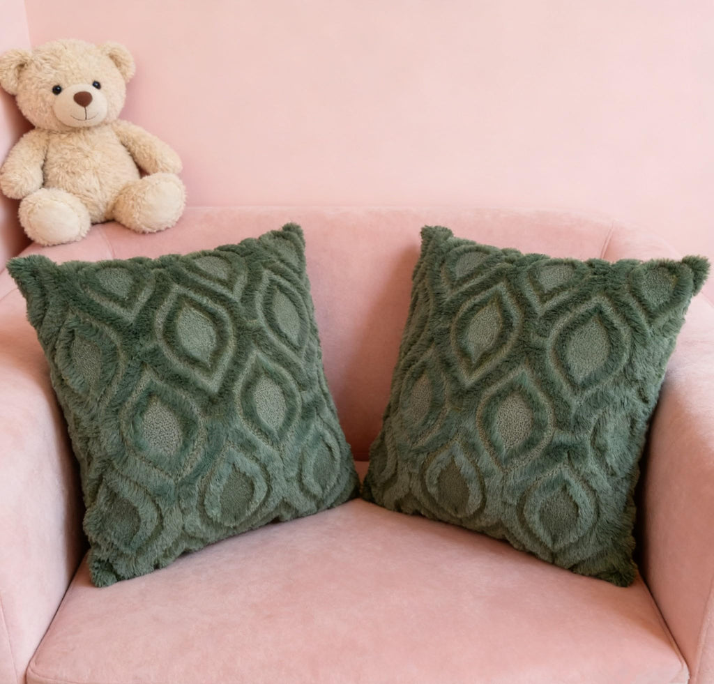 Pack of 2 Decorative Throw Pillow Covers 24x24, Soft Plush Faux Fur Wool Couch Cushion Pillow Covers Cozy Boho