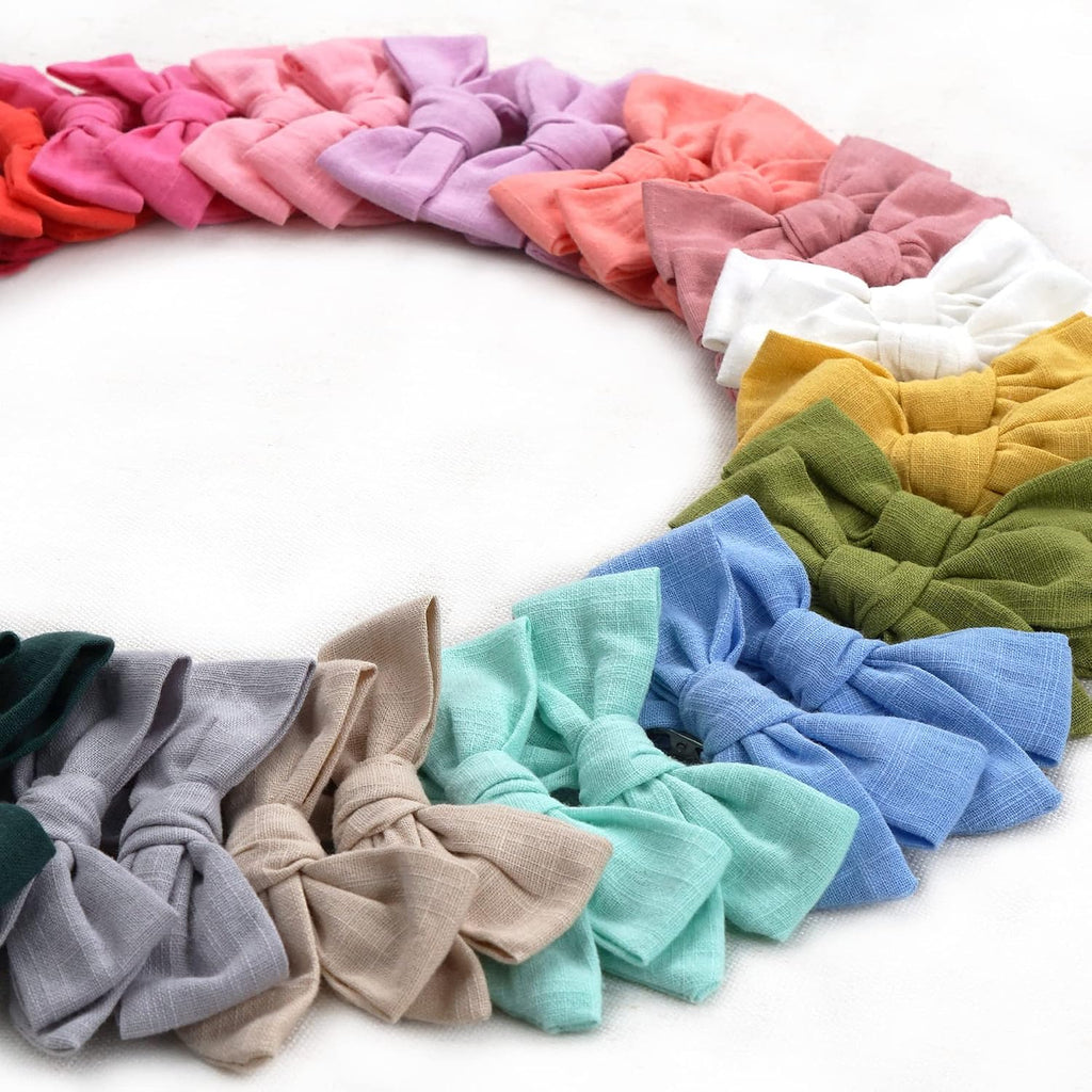 40 Pieces Girls Hair Bows Linen Fabric Bows Alligator Clips Hair Accessories for Little Girls Toddlers Kids and Teens
