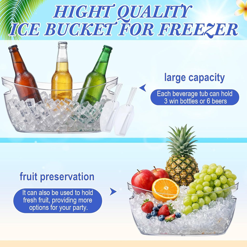 2 Sets Ice Buckets for Parties, 5.5 L Clear Acrylic Ice Bucket with 2 Glass Carafe and Scoops for Champagne Beer
