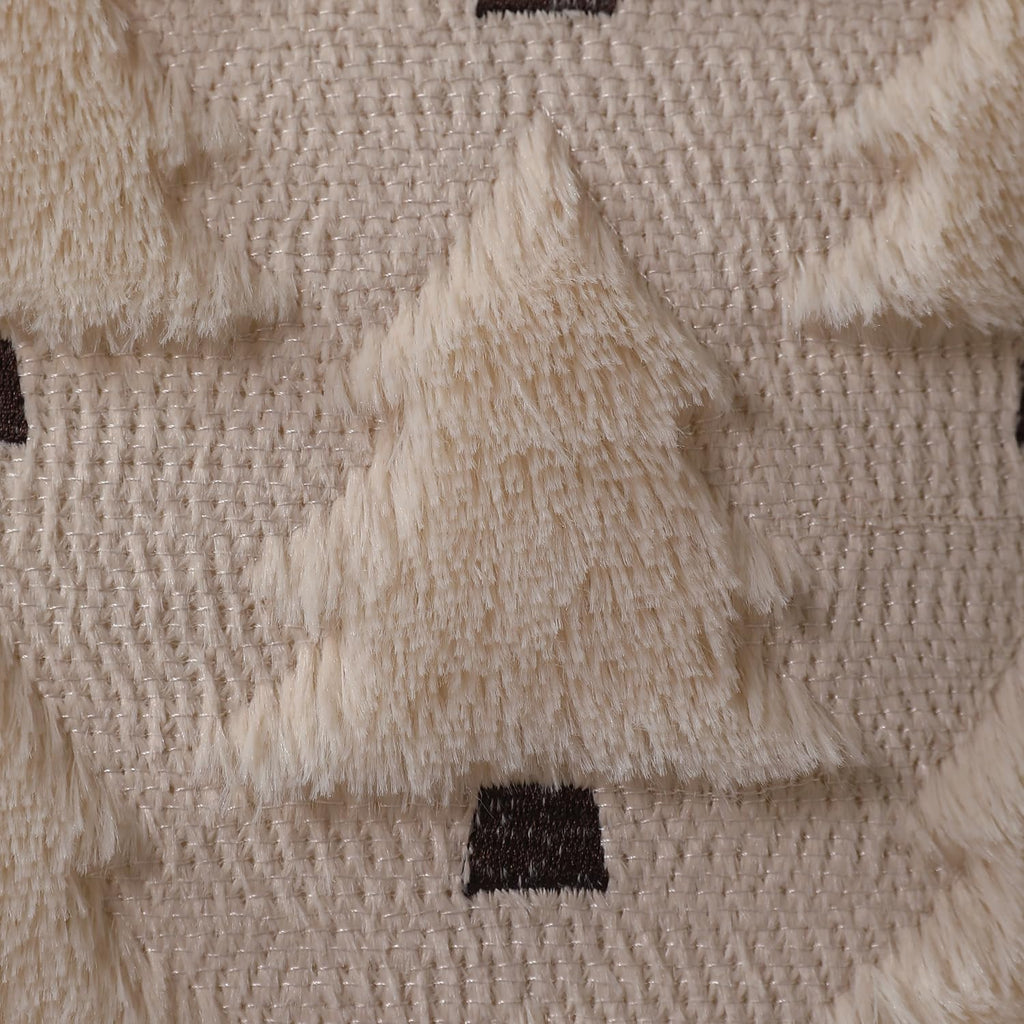 Christmas Pillow Covers 20x20 inch Christmas Decorations Soft Plush Faux Fur Wool Beige Christmas Tree Throw - Set of 2