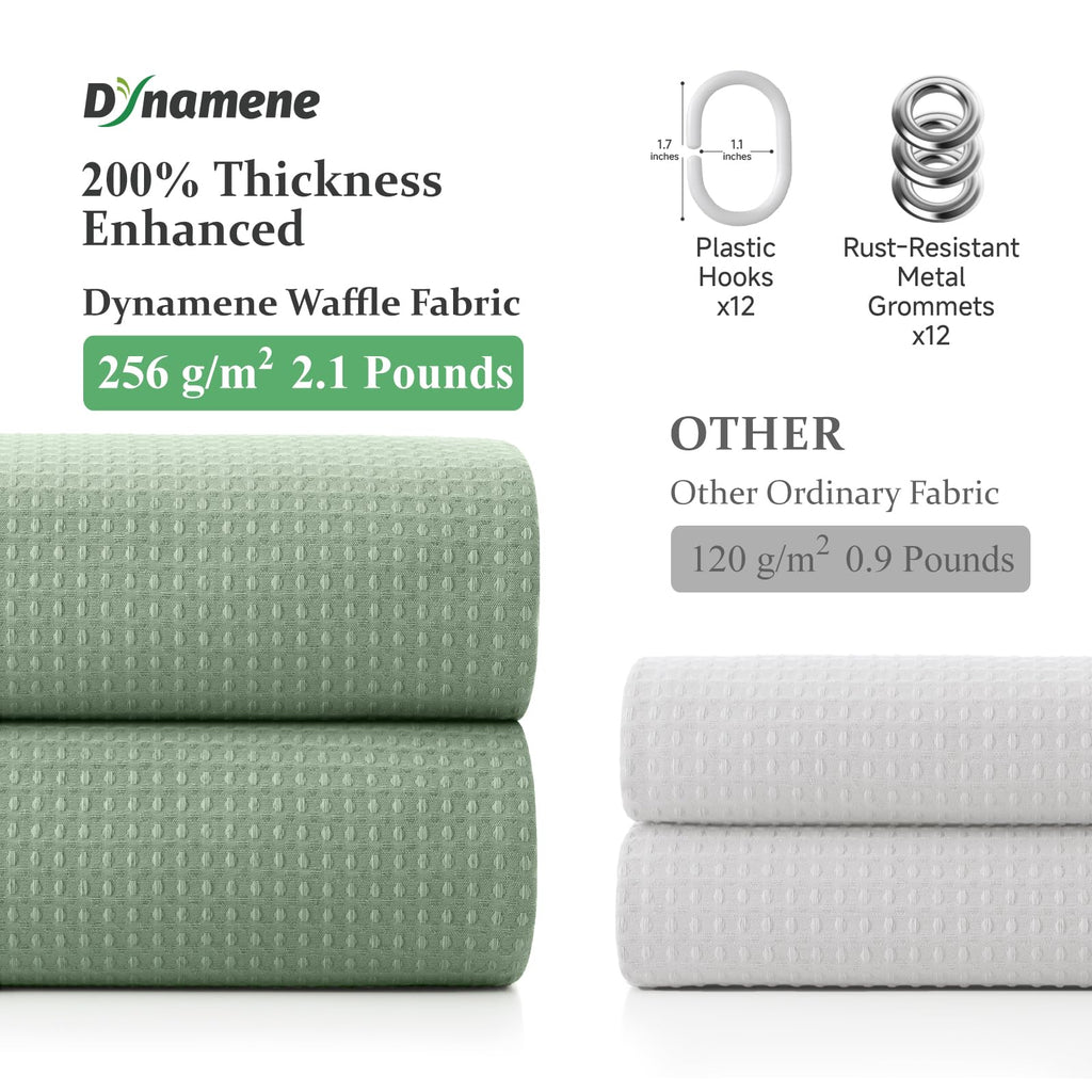 Stall Waffle Shower Curtain 256 GSM Heavy Fabric 54x72 Sage Green