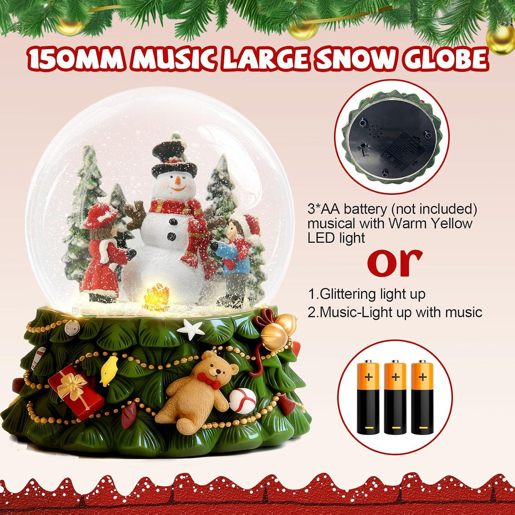 8.25 Inch Height Christmas Snow Globe with Light up Musical Snowflakes Holiday Decoration, Snowman Oversized Resin