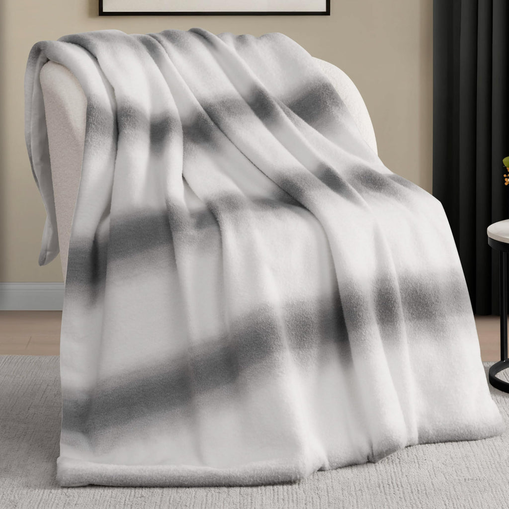 Faux Cashmere Throw Blanket, 50"x70", Ombre Stripe Gray