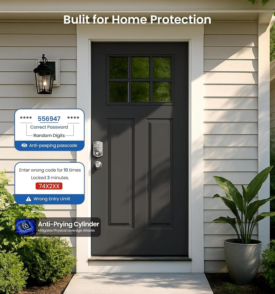 Keypad Door Knob, Keyless Entry Lock with Handle, Satin Nickel