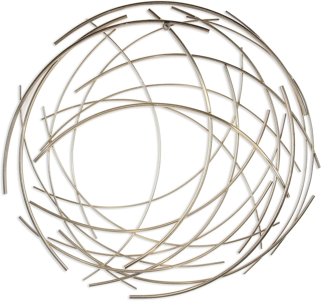 Denine Abstract Round Metal Wall Art - Handcrafted Modern 25" Gold Sculpture