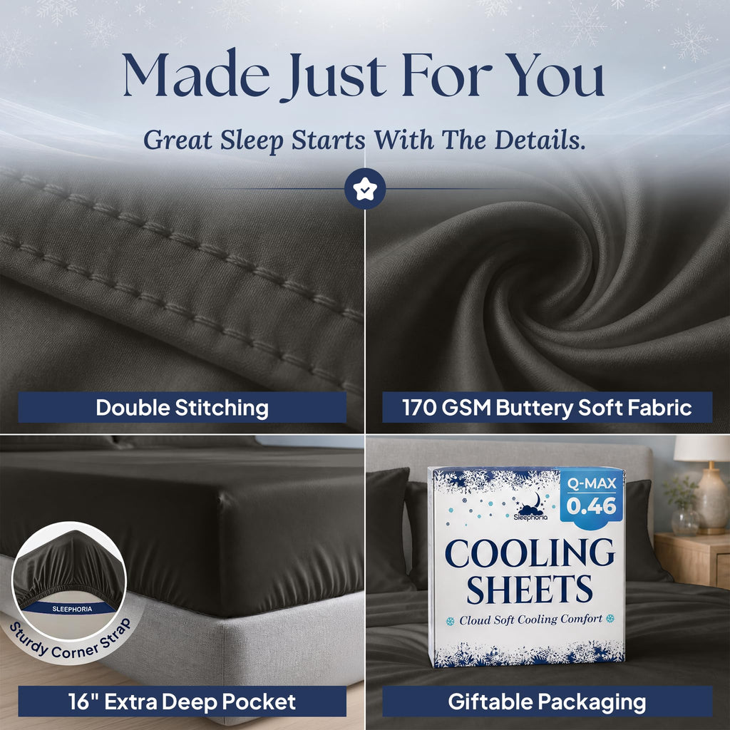 Cooling Sheets - BreezeWeave 4 PC Queen Size Cooling Bed Sheets for Hot Sleepers & Deep, Cool - Cloud Soft, Silky