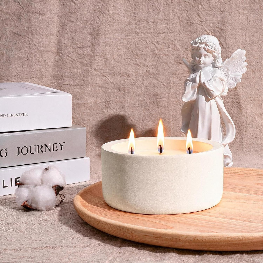20oz Large Scented Candle - Vanilla Dreamscape, 3 Wick Non Toxic Soy Candle, Ivory White Ceramic Jar, Luxury Home