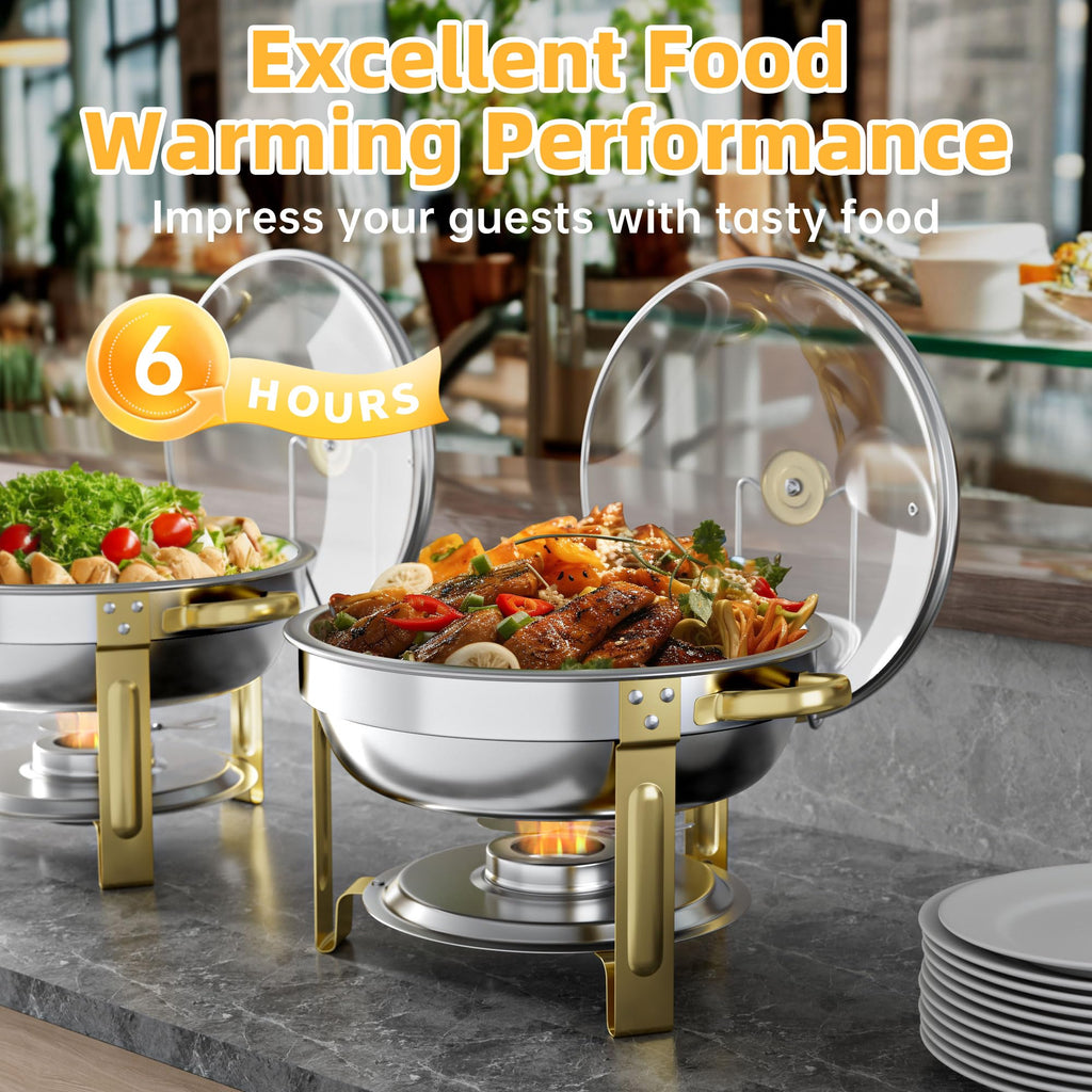 Chafing Dishes for Buffet Set: 100% Pre-Installed Chafers Warmers Sets