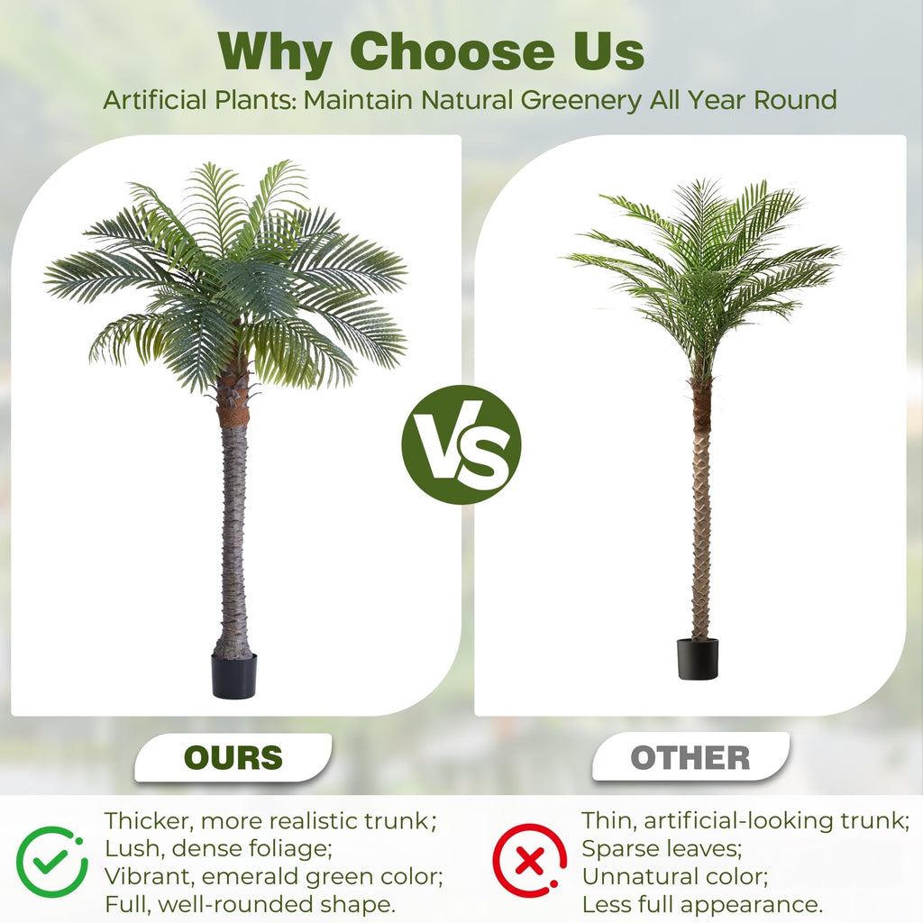 6FT Artificial Coconut Palm Tree 1-Pack, Faux Sago Palm in Cement Pot