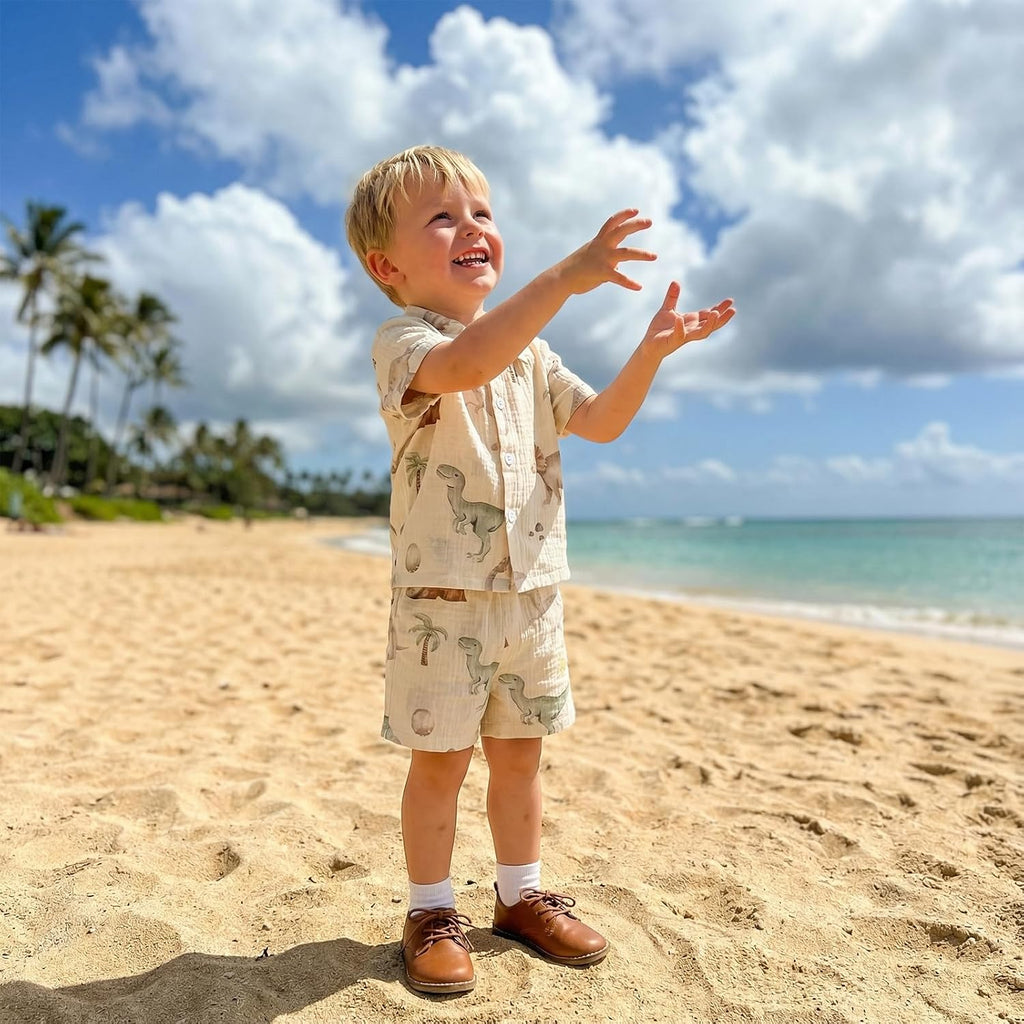 Toddler Baby Boy Clothes Tropical Vacation Button Shirt Shorts Set