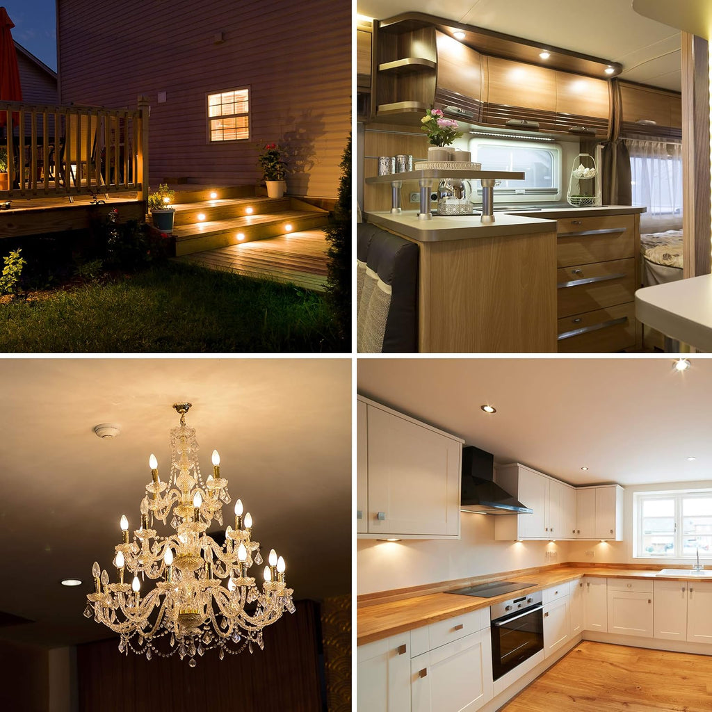 5W (60W Equiv.) E11 Base LED Halogen Replacement Bulb, Mini-Candelabra, 120V, 3000K, 450 Lumens, Dimmable, 4-Pack