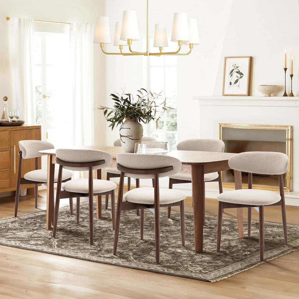 Wooden Dining Chairs Set of 2, Modern Fabric Upholstered Kitchen Side Chairs