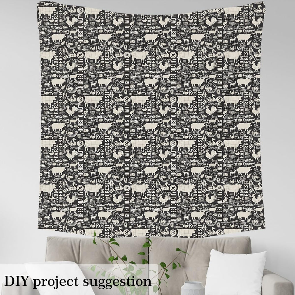 Farm Animal Fabric By The Yard, Milk Cow Upholstery Fabric for Chairs Sofa Couch, Cute Chicken Duck Goose Print Soft