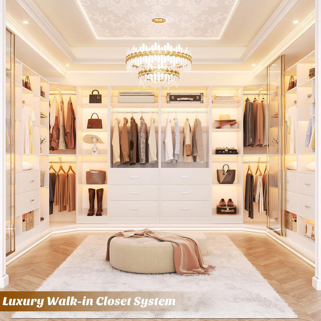 Corner Closet System with 3 Drawers, Corner Closet Organizer System