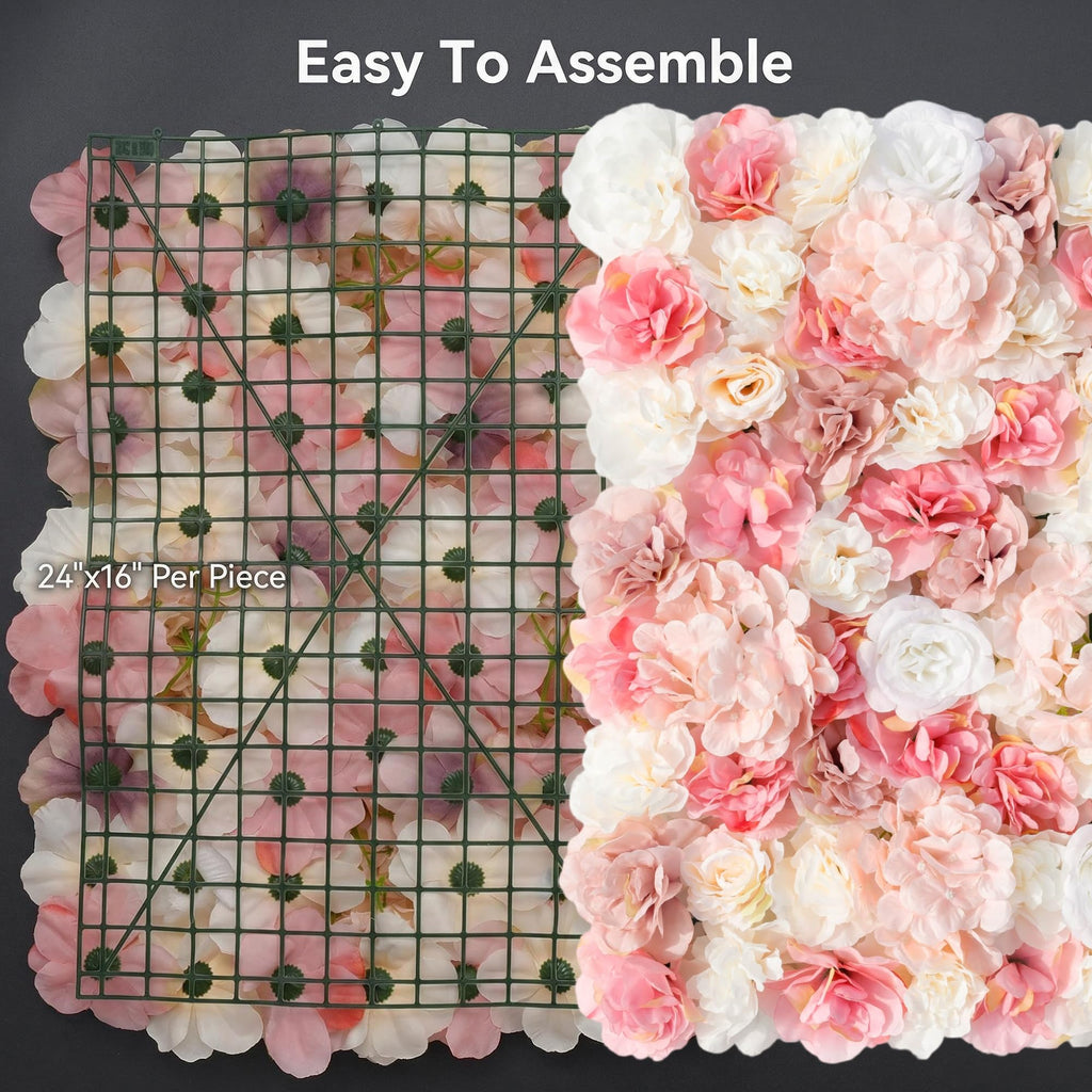 Flower Wall Backdrop 6 Panels 16×24 Inch - Blush Pink Rose
