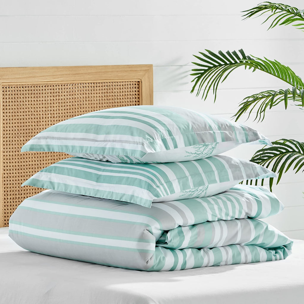 Truro Spa Duvet Cover Set - Duvet Cover + Standard Pillow Case - Stripe - Spa, Grey and White - Duvet Cover (68