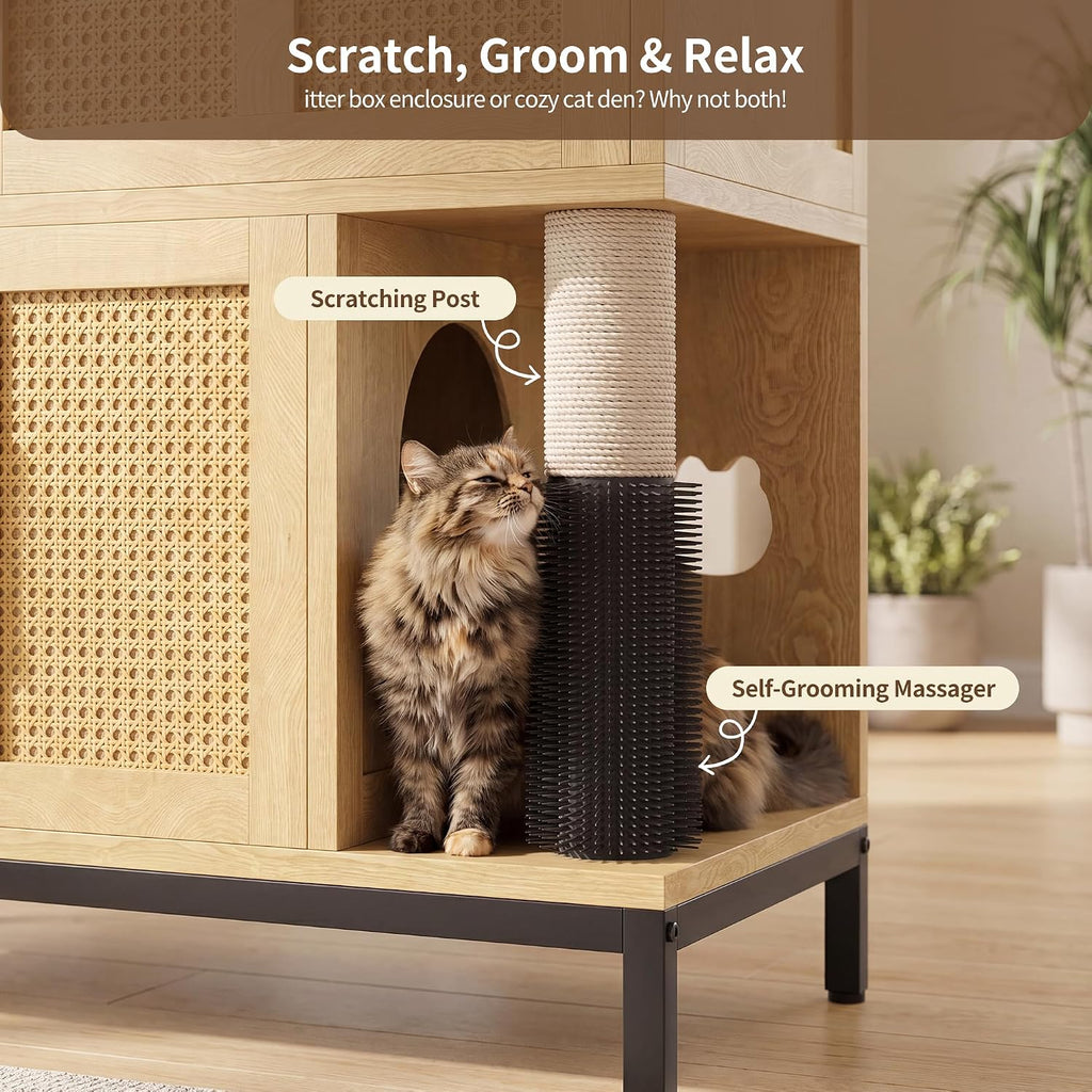 Cat Litter Box Enclosure with Cat Tree & Storage Shelf