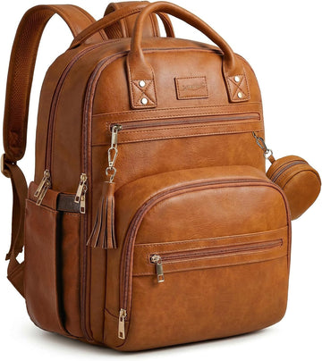 Premium Vegan Leather Diaper Bag Backpack with Waterproof Changing Pad, Reinforced Zippers & Odor-Free, 20 Pockets