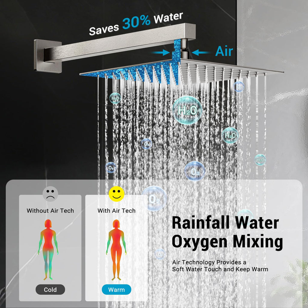 Shower Faucet Set 10'' Shower Head,Brush Nickel Shower System