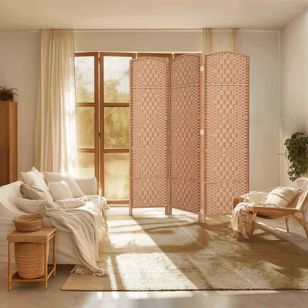 Room Divider Panel, 3 Panel Partition Room Dividers Screen, Natural