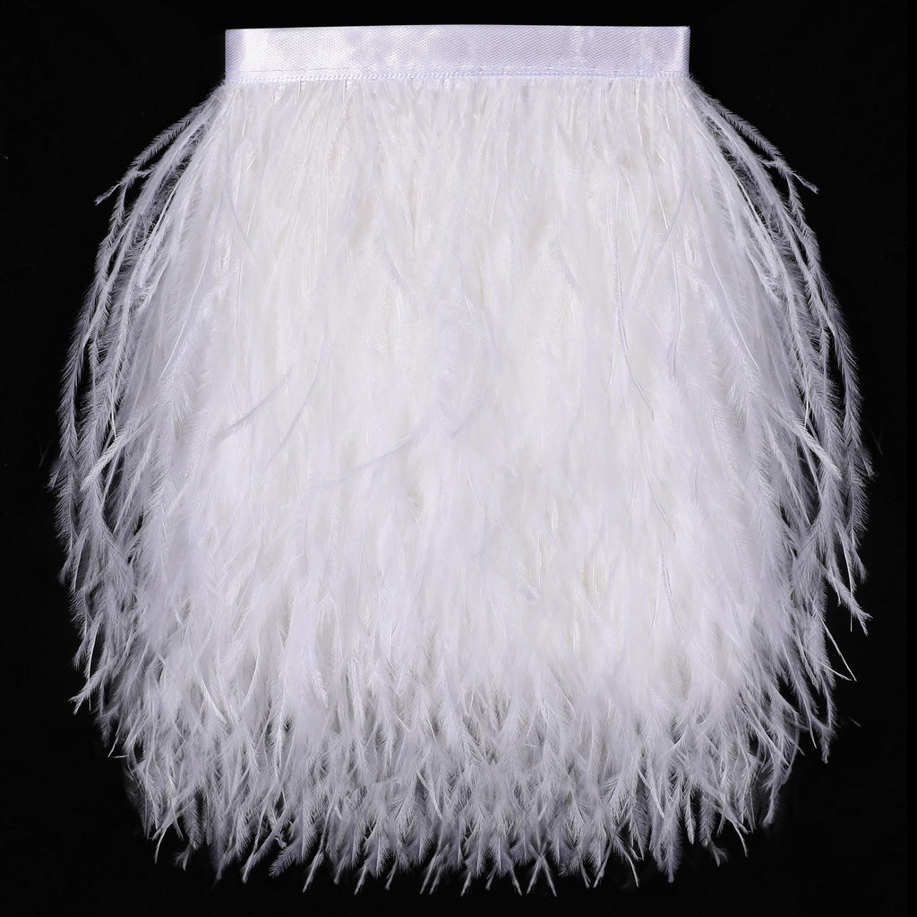 White Ostrich Feather Trim, 4 Inch 2 Yards