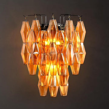 Black Wall Sconce, Modern Black Sconce Wall Lighting, Amber Glass Sconces for Bathroom, Luxury Wall Lights for Living Room, Wall Lamp for Bedroom, Vanity Light for Hallway, Staircase A118-B0DT4B52B5