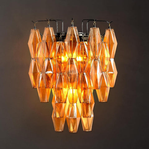Black Wall Sconce, Modern Black Sconce Wall Lighting, Amber Glass Sconces for Bathroom, Luxury Wall Lights for Living Room, Wall Lamp for Bedroom, Vanity Light for Hallway, Staircase A118-B0DT4B52B5