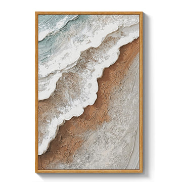 3D Textured Abstract Wall Art, Green Beach Ocean Waves, 16x24inch