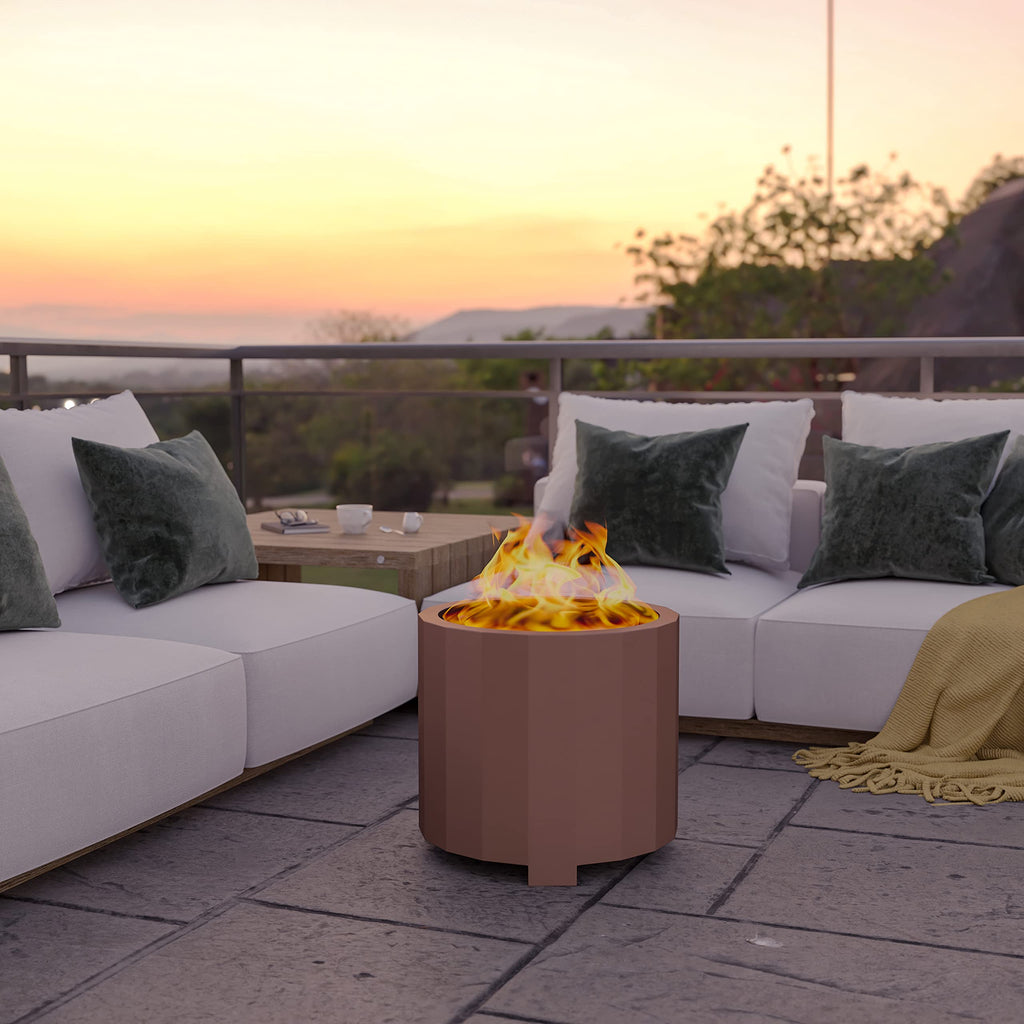 Titus Commercial Grade Wood Burning Smokeless Outdoor Firepit - Bronze Finish - 19.5 inches - Portable - Waterproof