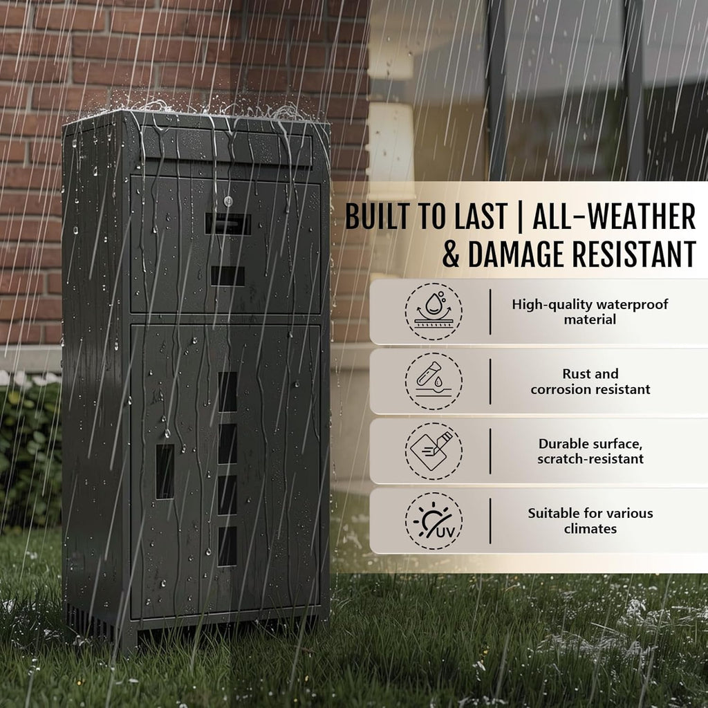 Package Delivery Boxes 44.49''H Anti-Theft Porch Package Box with Lock & Mail Slot