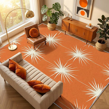 Orange Atomic Throw Rugs 2x3