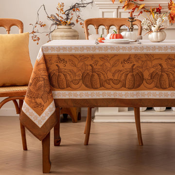 Fall Thanksgiving Rectangle Tablecloth 60 x 102 Inch, Orange